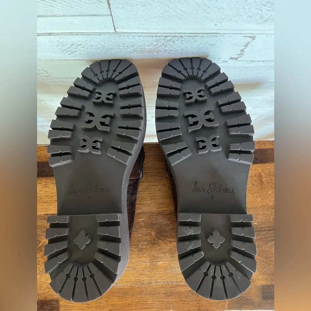 Sam Edelman Brown Patent Leather Lug Sole Loafers - Picture 5 of 17